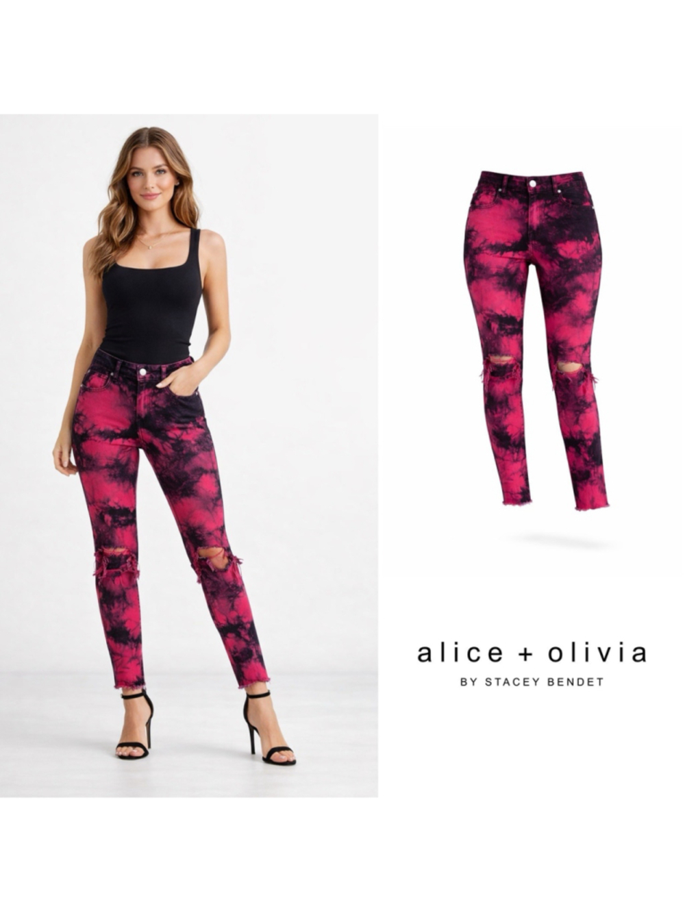 NEW Alice Olivia GENEVIEVE TIE DYE DISTRESSED BAGGY JEANS Size 25